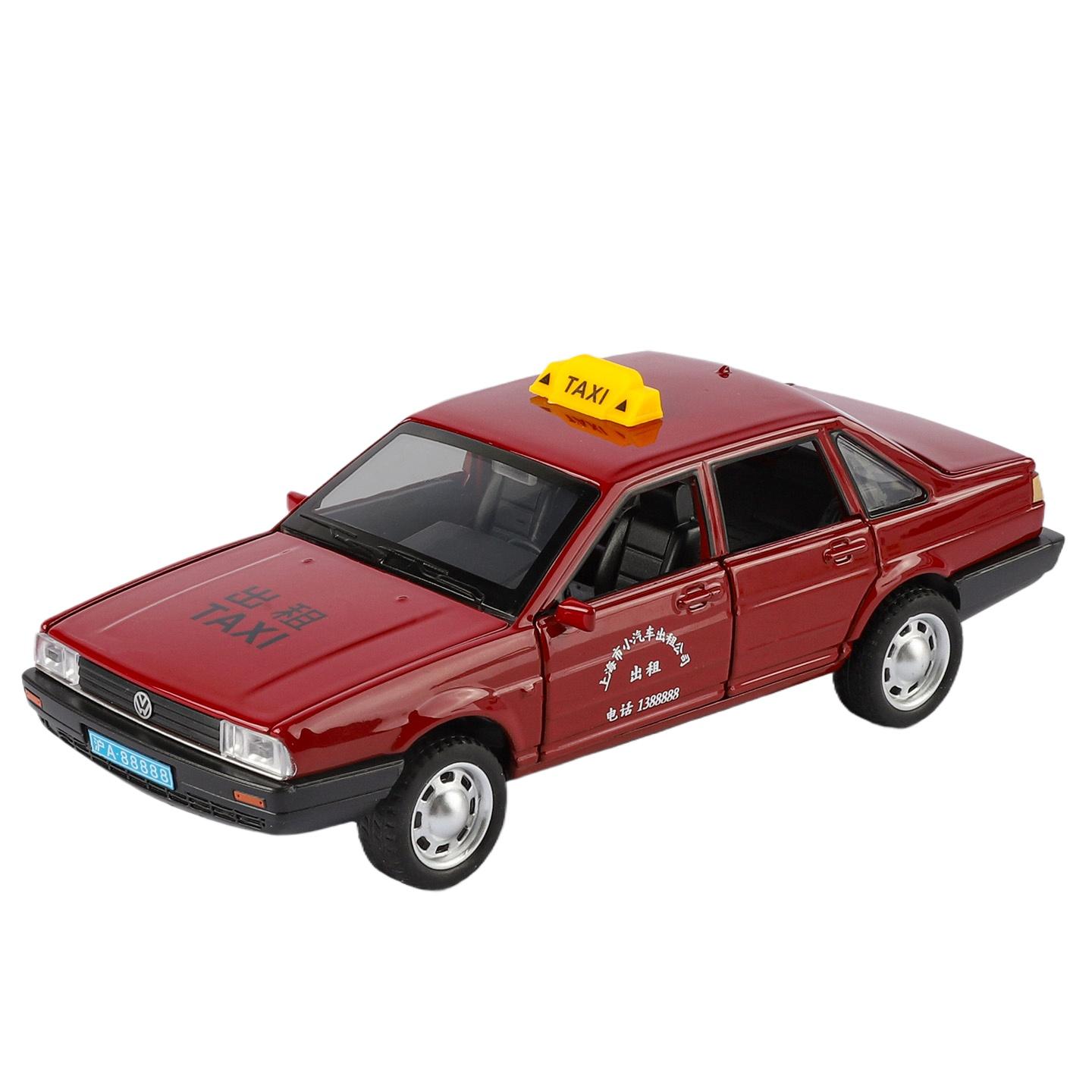 1/32 Volkswagen Santana Такси Металлическая Литая Модель Автомобиля Домашний Декор и Коллекционные Предметы Модный Настольный Дисплей Игрушка Подарок на День Рождения Игрушка красный