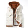 Korean Fashion Hooded Vest for Men and Women Autumn Winter Casual Sleeveless Men Coats Windproof Sleeveless Men Cotton Jacket with Hood
