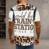 Men Plus Size Round Neck Short Sleeve T Shirt Classic Full Leopard Pattern Summer Hip Hop Casual Daily Tops
