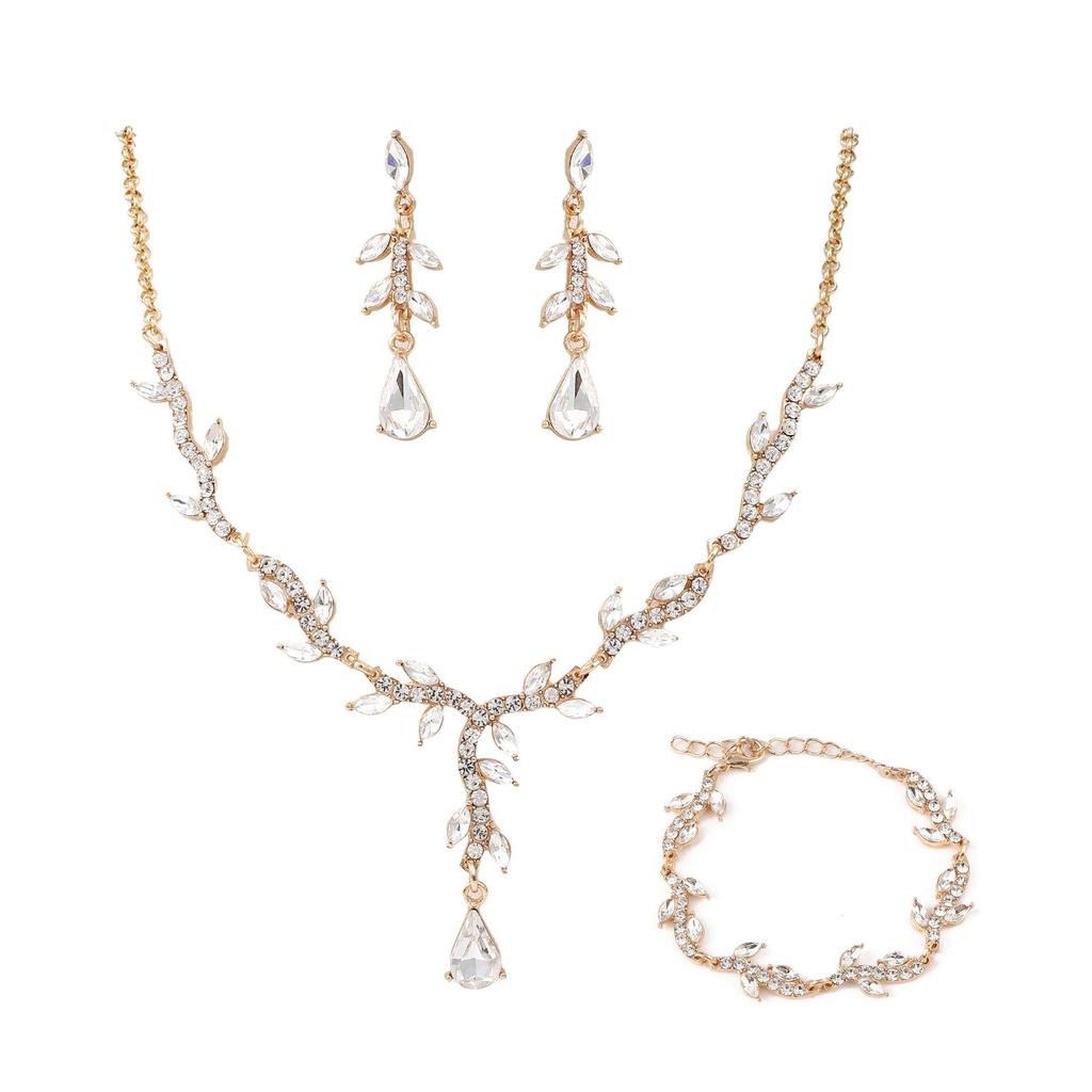 Elegant Women's Crystal Jewelry Set: Necklace, Earrings, Bracelet for Evening Dress
