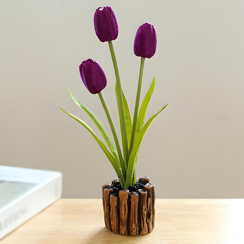 3-Headed Tulip Artificial Flower Real Touch Artificial Bouquet Fake Flower for Wedding Decoration Flowers Home Garden Decor