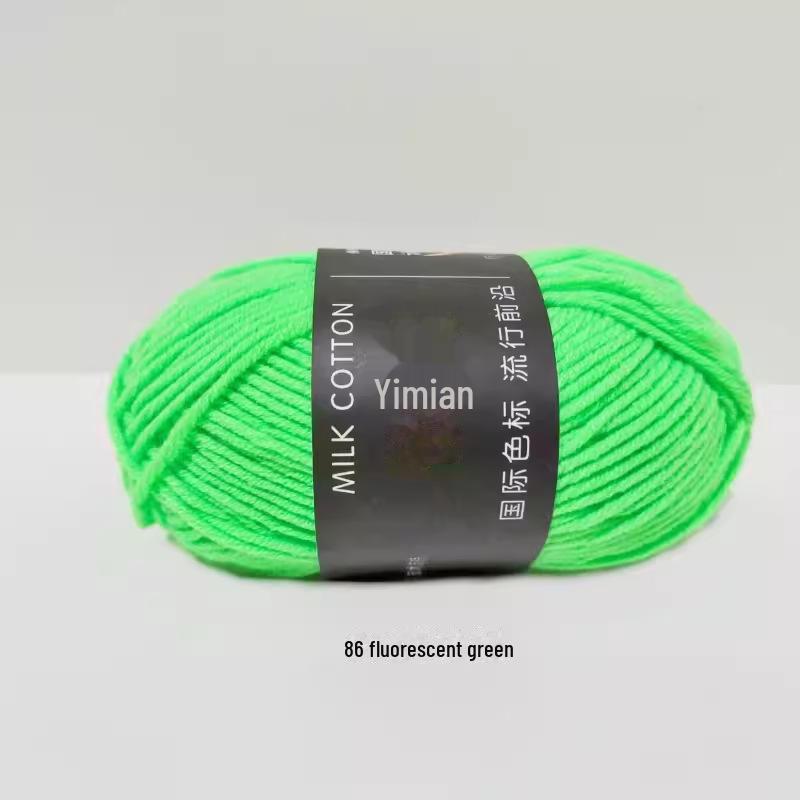 

4 нити пряжи из молочного хлопка средней толщины для ручного вязания детских изделий флуоресцентный зеленый