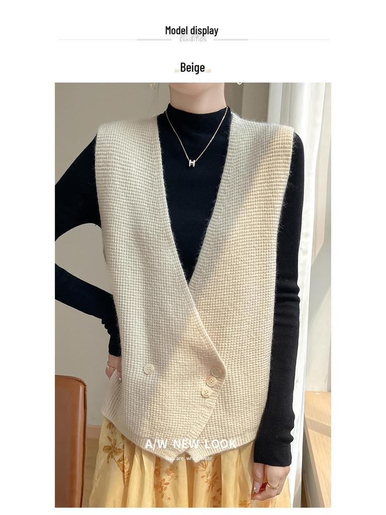 High-End Autumn Cross Placket Wool Cardigan Vest