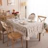 French Polyester Printed Plant Flower Pleated Lotus Leaf Fungus Edge Rectangular Coffee Table Tablecloth Dining Table Cloth