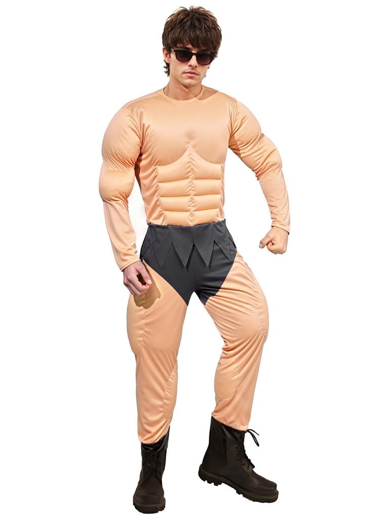Muscle Suit T-Shirt for Halloween Cosplay - Fake Abs Party Costume for Adults
