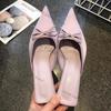 Fashion New Butterfly-knot Women Slipper 2025 Summer Pointed Toe Slip On Ladies Mules Thin Low Heel Satin Slide Sandals Zapatos Mujer