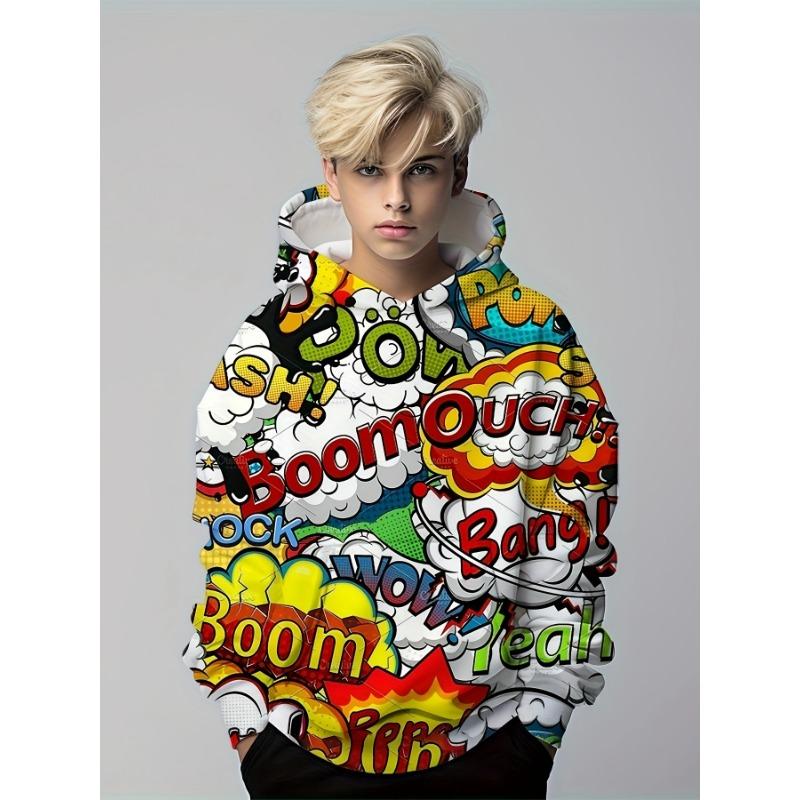 

Горячая креативная детская толстовка с капюшоном с граффити для мальчиков и девочек, модная толстовка с капюшоном с 3D-принтом, детская, крутая, хип-хоп, уличный спорт, повседневные топы 100CM