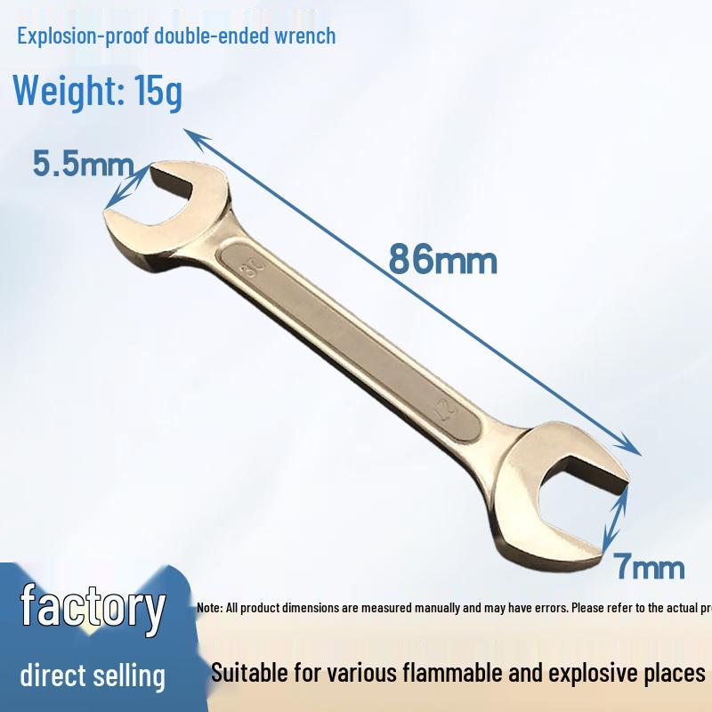 Explosion-Proof Dual-Head Copper Alloy Wrench: Anti-Magnetic, Anti-Static, Metric Fixed Open-End Wrench.