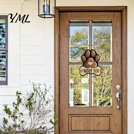 Easy Hanging Entryway Decor Wooden Welcome Sign for Front Door, Decorative Dog Paw Wall Plaque with Pet Lover Gift Idea Hemp Rope Lovers, Home Indoor