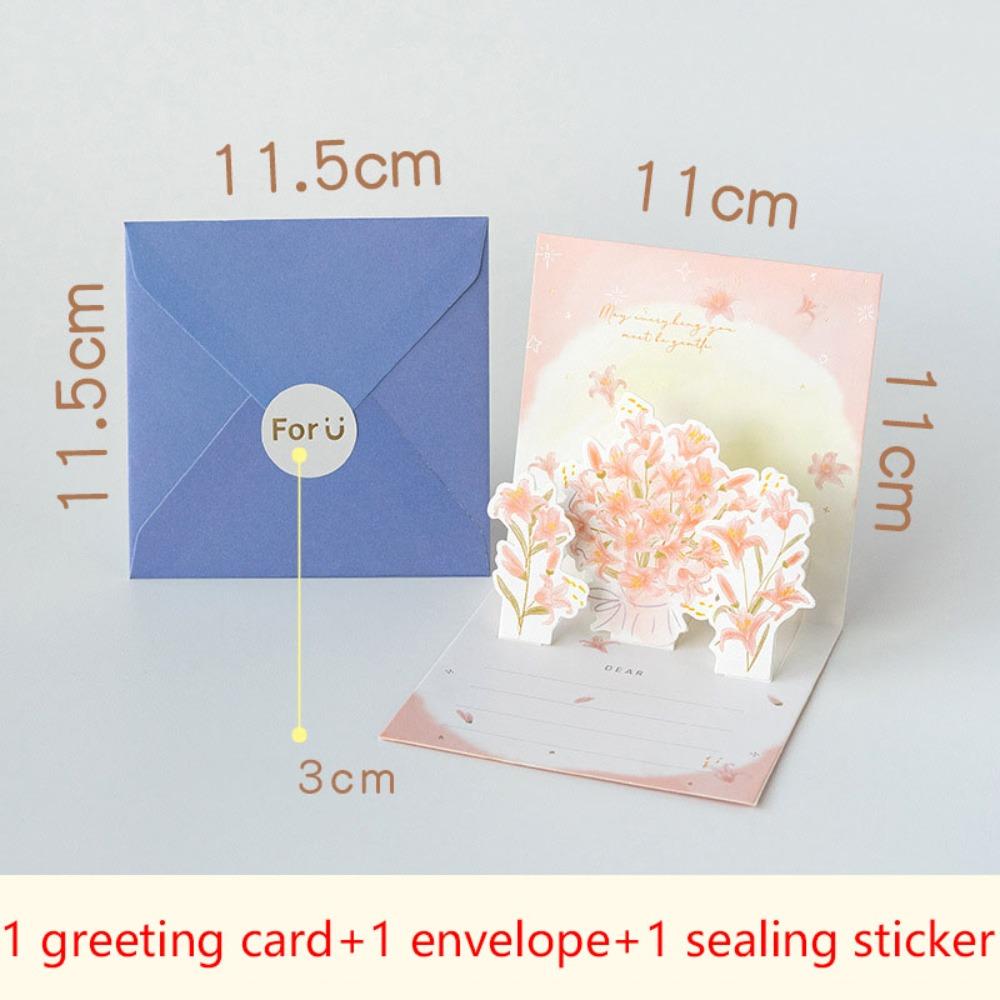 Surprised Pop Up Love 3D Greeting Card with Envelope Flower Valentine's Day Card Rose Greeting Card Happy Birthday
