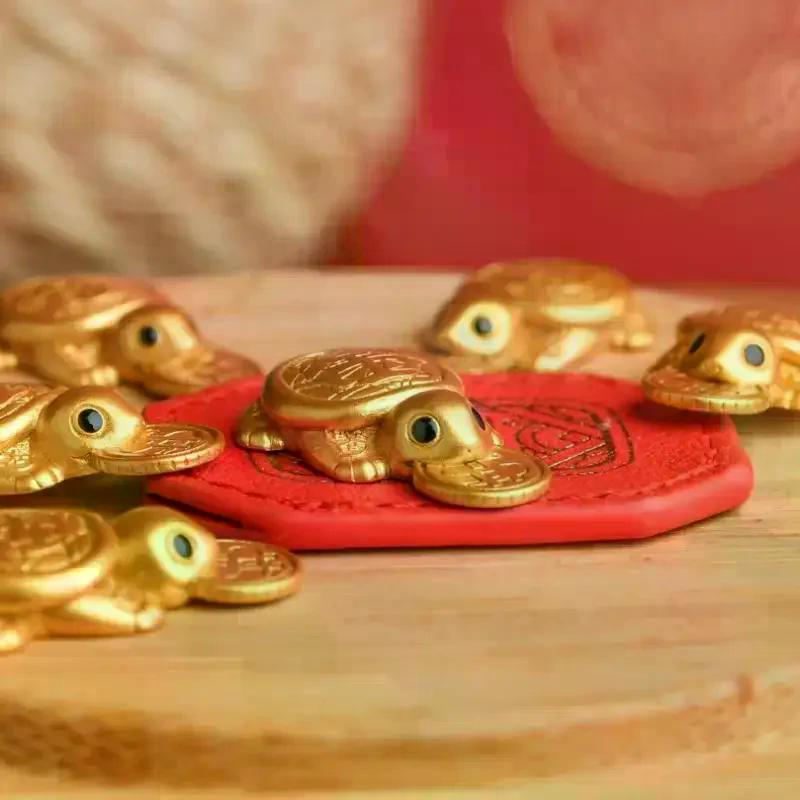 Fengshui Lucky Turtle Wallet Charm Money-biting Tortoise Ornaments Guarding Praying Longevity Protection & Financial Stability