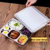 DM Thickened 304 Stainless Steel Divided Lunch Plate with Lid