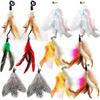 12 Pack Cat Wand Feather Toy Refills with Bells , Natural Feather Replacement for Interactive Teaser Toys, Colorful Wand Attachments, Durable and
