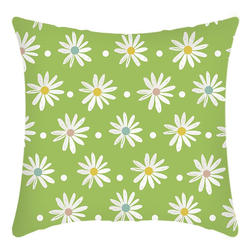New Green Plant Pillowcase Green Daisy Letter Print Home Decoration Holiday Pillow Pillowcase