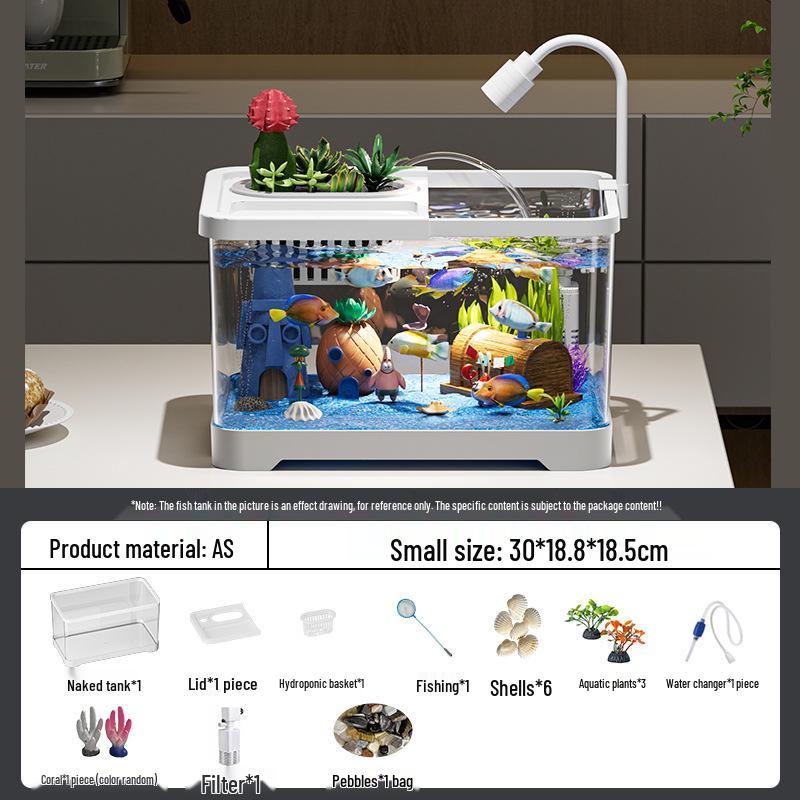 Acuario de Peces Betta de Alta Definición con Filtro y Oxigenador Integrados para Decoración de Sala de Estar