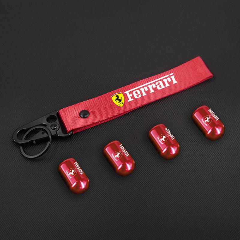 Car Tire Valve Cover Wheel Caps With Auto Keychain for Ferrari Roma F80 296 GTB GTS SF90 Stradale Spider Spyde Accessories MQ2