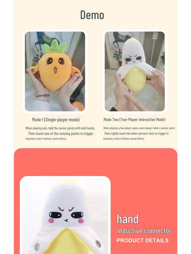 Cartoon Fruit Plush Piano Toy: Interactive Banana, Strawberry, and Carrot Doll for Babies