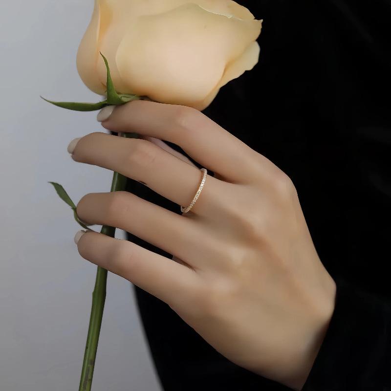 925 Sterling Silver Plated 18K Gold Inlaid Zircon Ring for Women Exquisite Simple Light Luxury High Quality Jewelry