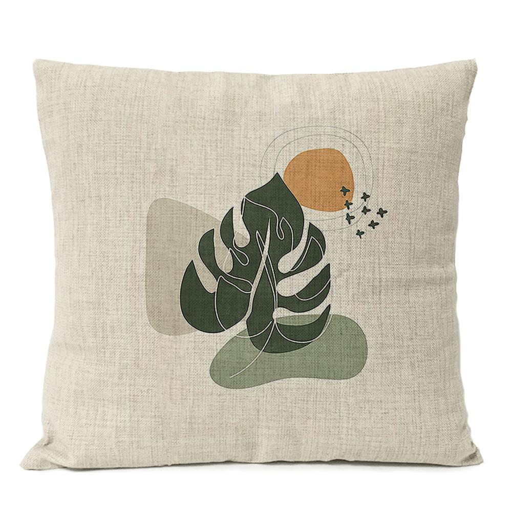 Boho Geometric Leaves Floral Pillow Case Home Decor Moon Sun Flowers Linen Throw Cushion Cover Decoration Sofa Pillowcase