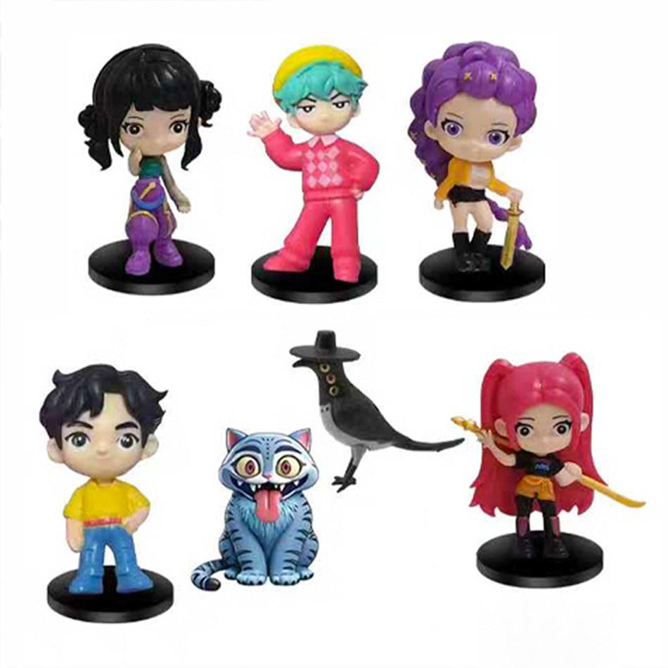 6pcs/Set Q Version Demon Hunters Action Figure PVC Toy Derpys Rumi Mira Zoey Sussy Figurine Doll For Fans Gift Childen Gift