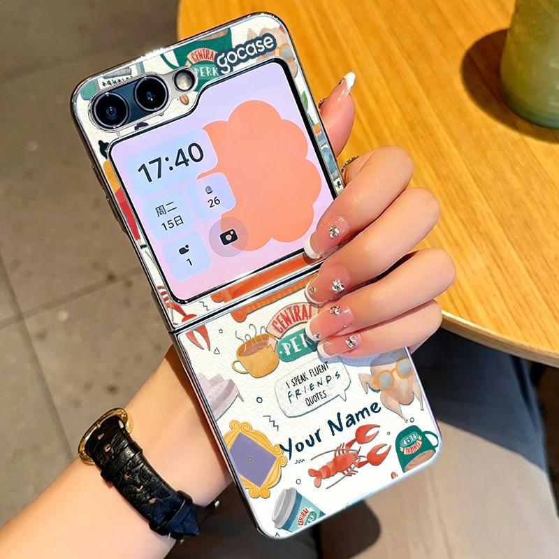 Astronaut Cartoon Pattern Case For Samsung Galaxy Z FlIP 7 FE 6 5 Z Flip7 Flip6 Flip5 Luxury Plating PC+PU Leather Hybrid Folding Phone Cover