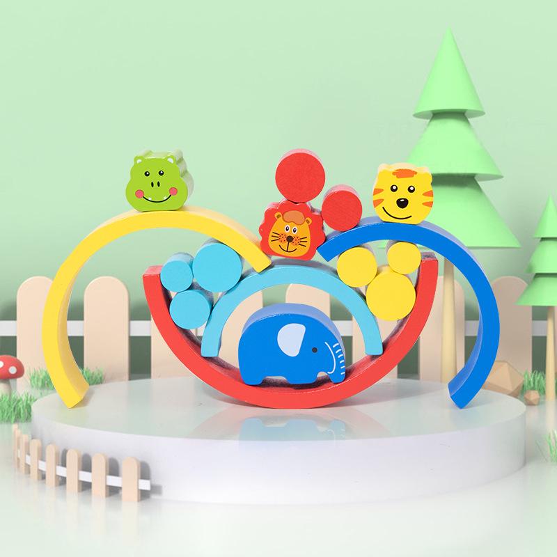 

Large Wooden Rainbow Animal Building Blocks: Creative Stacking Toy for Toddler Education