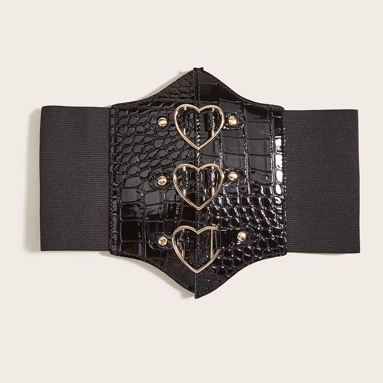 

Магнитная пряжка в форме сердца Пояс Эластичный пояс и искусственная кожа золотистый