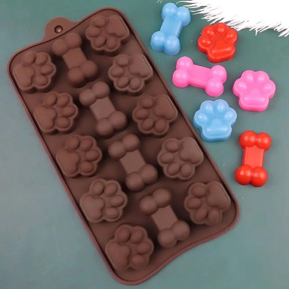 Silicone Chocolate Mold Dog Bone Cat Paw DIY Cake Baking Tool 14 -grid Temperature Resistance -40~ 230°C Pudding Jelly Mold