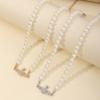 Planet Pearl Choker Necklaces for Women Crystal Rhinestones Pearl Bead Necklaces Ladies Wedding Pearl Bead Chain Neck