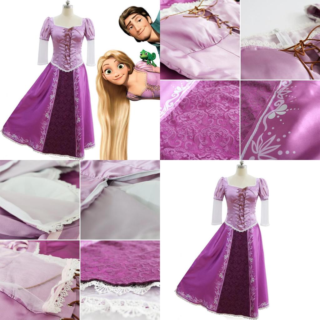 Elegantes Erwachsenen Märchen Prinzessin Rapunzel Cosplay Kostüm für Halloween Partys
