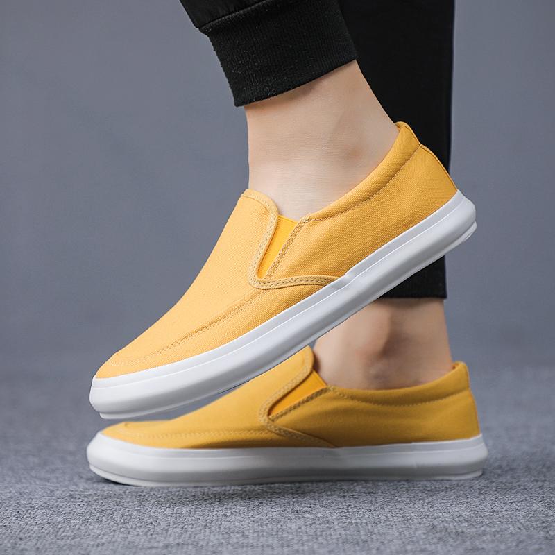 Men's Canvas Shoes Spring Autumn Leisure Anti-slip Working Lightweight Breathable Slip On White Shoes Men's Sneakers