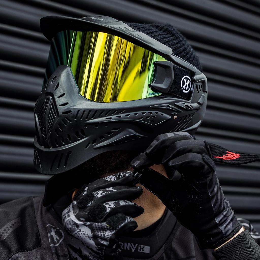 HK Army HSTL Goggle Paintball Airsoft Maske med Duggfri Termisk Linse (Svart/Gull Linse)