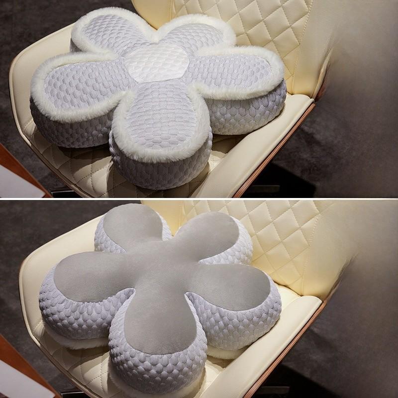 Soft Flower Shaped Lumbar Pillow With Plush Material For Home And Desk Support