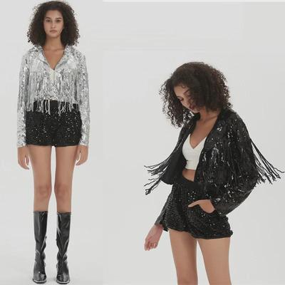 Women's Modern Dance Costume - Sequin Tassel Top for Stage Performances