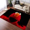 Sesame Street Elmo Black Background Logo Cartoon Print Anti-slip Area Rug Living Room Bedroom Decor Floor Mat For Cartoon Fans