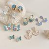 925 Silver Needle Enamel Shell Flower Butterfly Stud Earrings For Women Classic Jewelry Light Animal Accessories