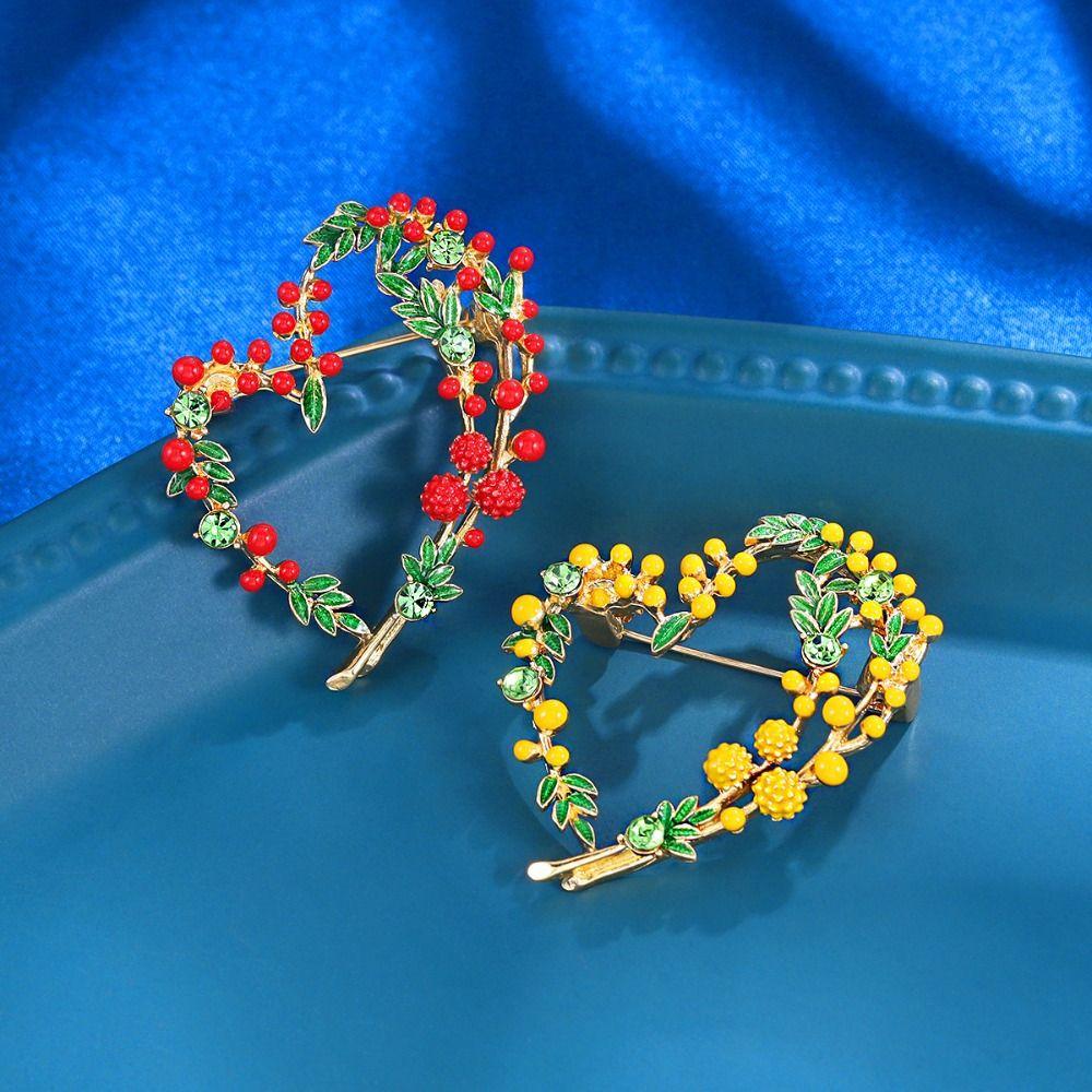 2-color Fruits Heart Brooches Love Party Plant Brooch Beautiful Mimosa Brooch  Suit Accessories