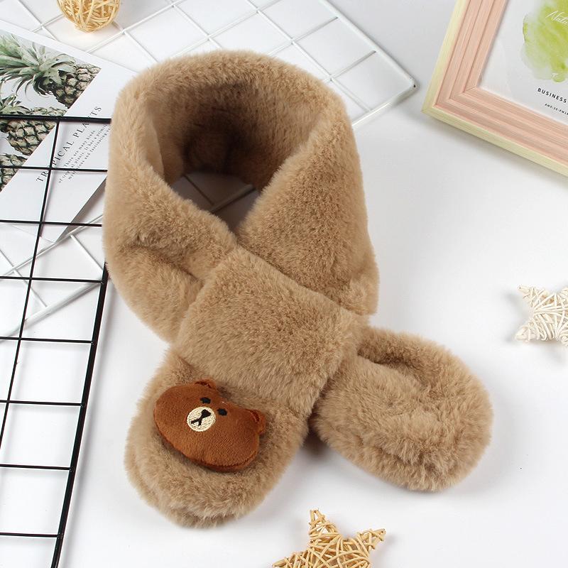 Jesień Zima 2025 Szalik Dziecięcy Pluszowy Gruby Szalik na Szyję dla Niemowląt Kreskówkowy Styl Koreański Ciepły Szalik