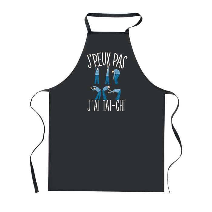 Tablier de cuisine - PLANETEE - J'peux Pas Tai Chi - Noir - 90x60 cm - Imprimé en France