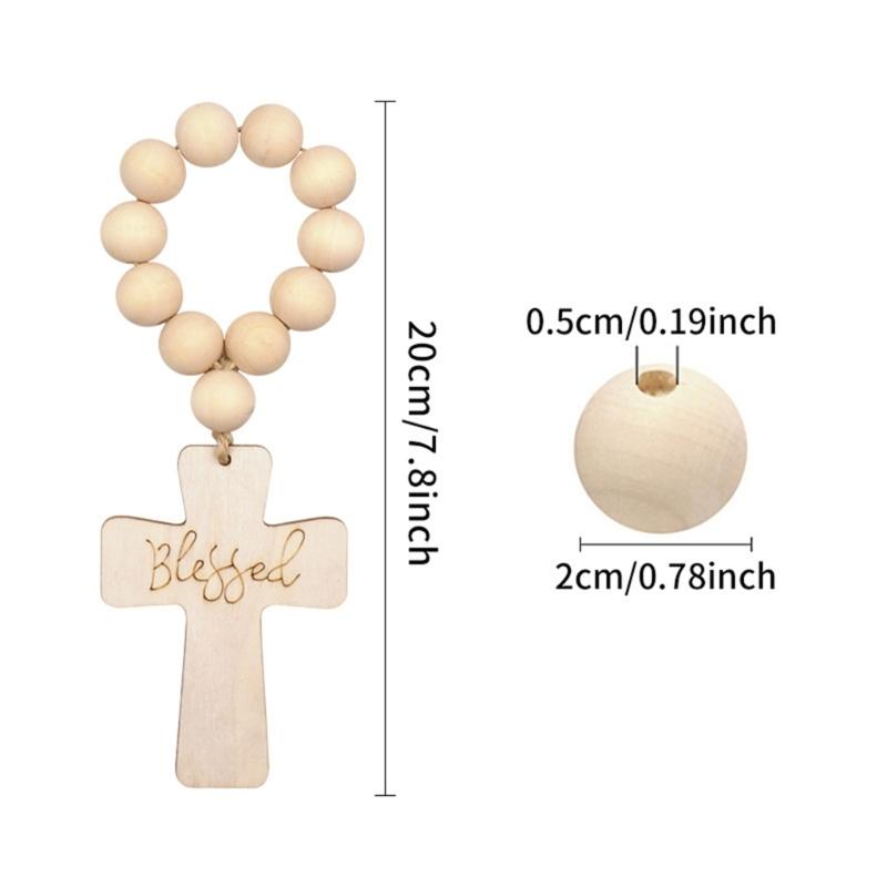 Wood Rosary Beads Crosses Pendants Catholic Wood Beads Garlands Car Decors for Baptisms First Communions Gift