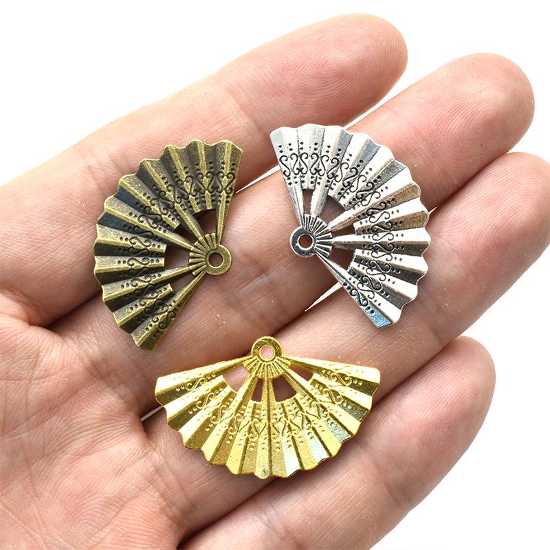 DIY Retro Alloy Fan Pendant for Necklace or Bracelet - Hot Sale, 33*21mm