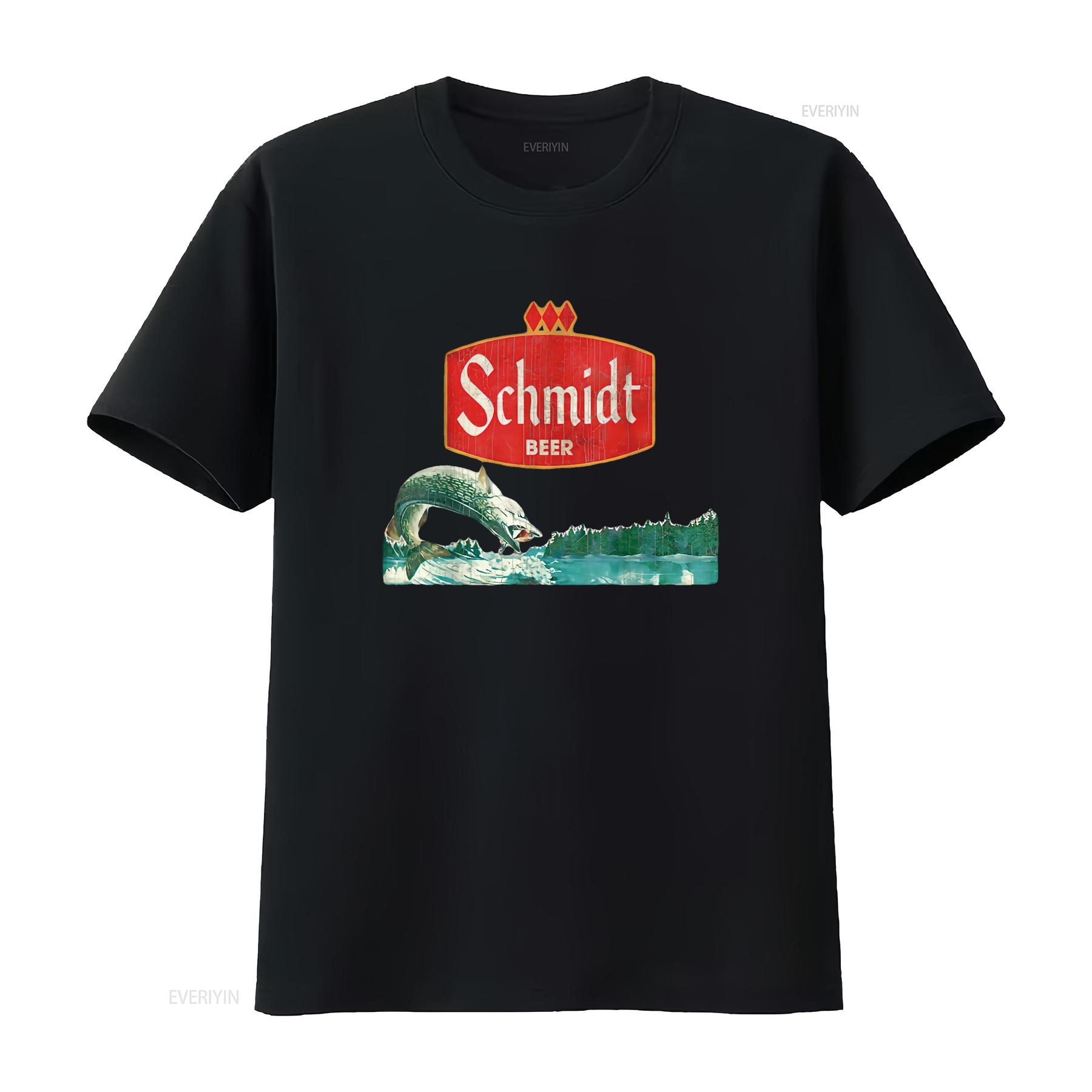 

Mens Vintage Schmidt Beer Retro Defunct Fishing Nature Scene T Shirt White 3XL vintage Washed fashion Stylish Casual 4XL
