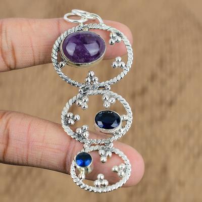 Easter Deal 925 Sterling Silver African Amethyst Stone Tanzanite Quartz Pendant