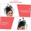Mesh Flower Headband with Plume Accent, Black Cocktail Tea Party Hat for Women and Special Occasion Accessory