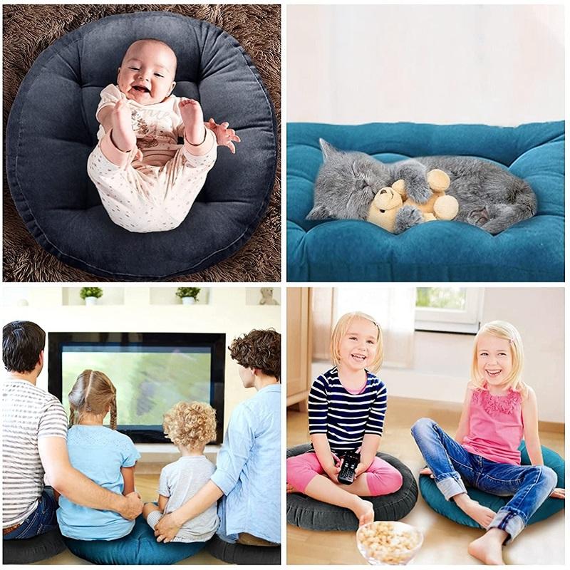 Large Floor Seat Cushion Thickened Tatami Floor Chair Seat Pillow Pad Tufted Round Square Big Pillows Chair Pad Ottoman Poufs