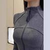 T-shirt da donna De Rong con zip e colletto alto - Moda Autunno Inverno Slim Fit Top Sportivo Yoga