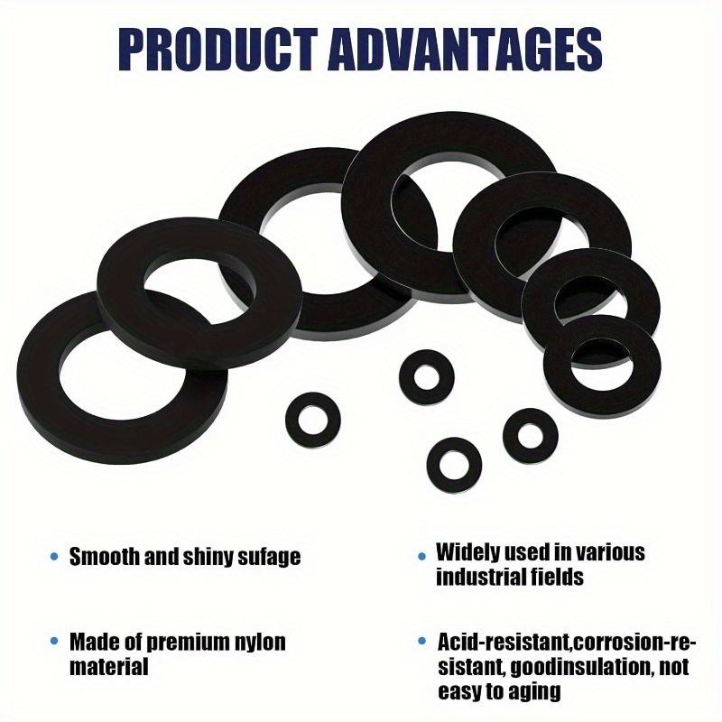 350pcs Black Nylon Flat Ring Sealing Gasket Type Kit, Loosening and Preventing Plastic Gasket, Suitable for Repairing Faucets and Water Hose Furniture