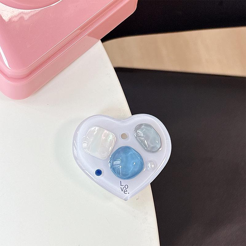 Korean-Style Heart Gem Rhinestone Phone Case with Magnetic Stand