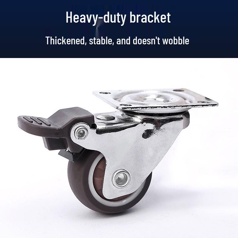 Lightweight Silent Rubber Furniture Casters with Brake, 1-inch & 2-inch Wheels