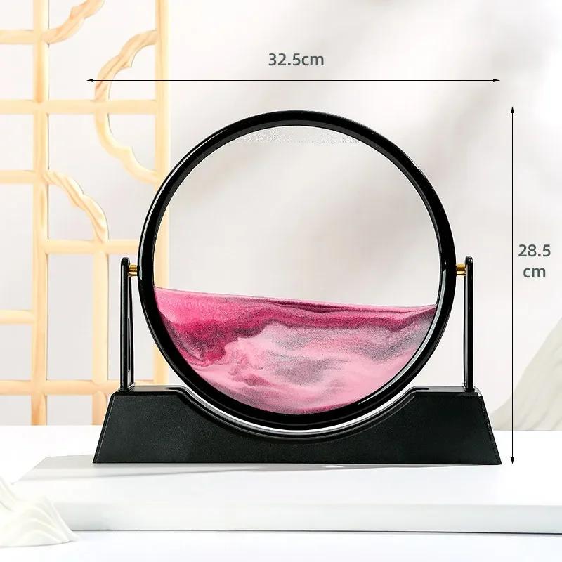 Rotatable Sandscape Moving Sand Art Picture Round Glass Deep Sea Quicksand 3D Hourglass Flowing Sand Painting Home Decor Gifts